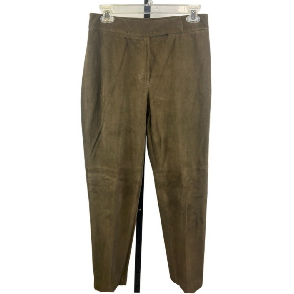 Liz‎ Claiborne Women's Size 10P Petite Olive Suede Leather Pants Vintage